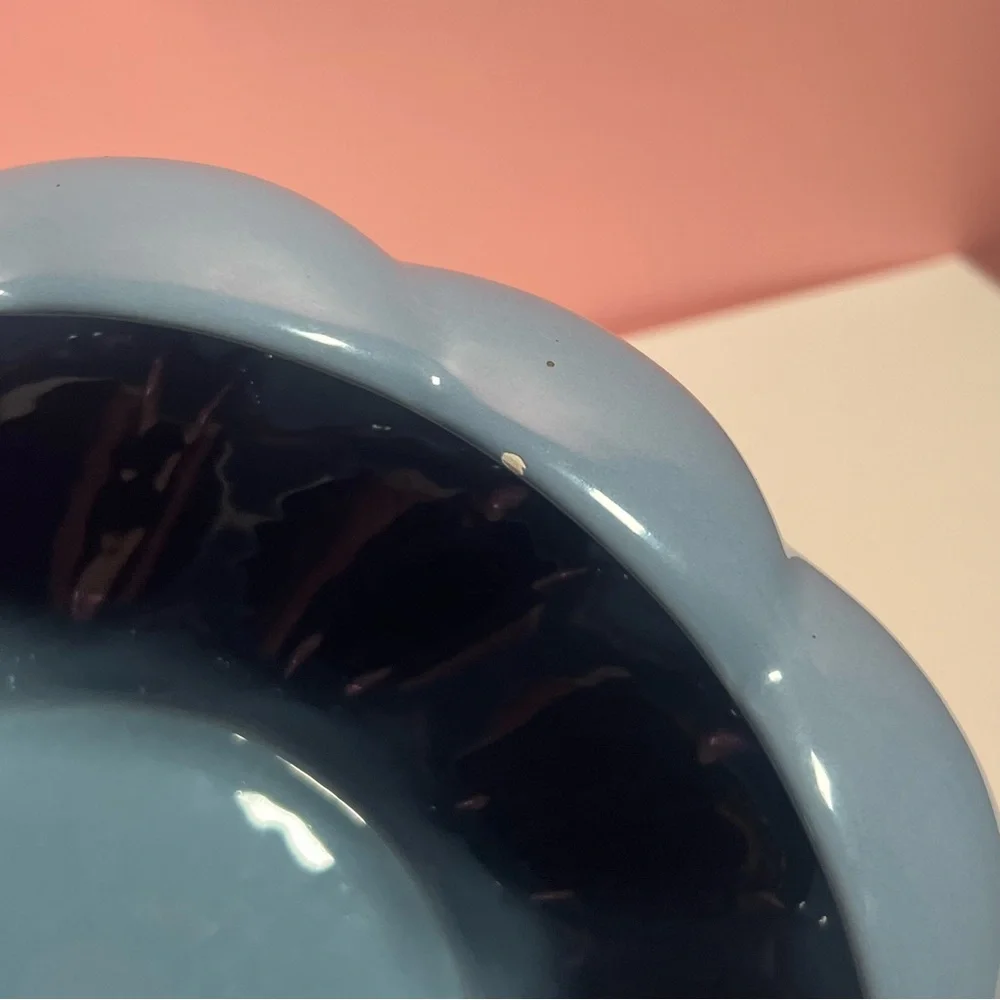 Vintage 89s retro art deco mid century blue planter catch all - Picture 3 of 8